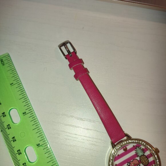 Jessica Carlyle Pink Happy Watch Smiley Heart Pineapple Quartz Stainless Steel - Picture 5 of 10